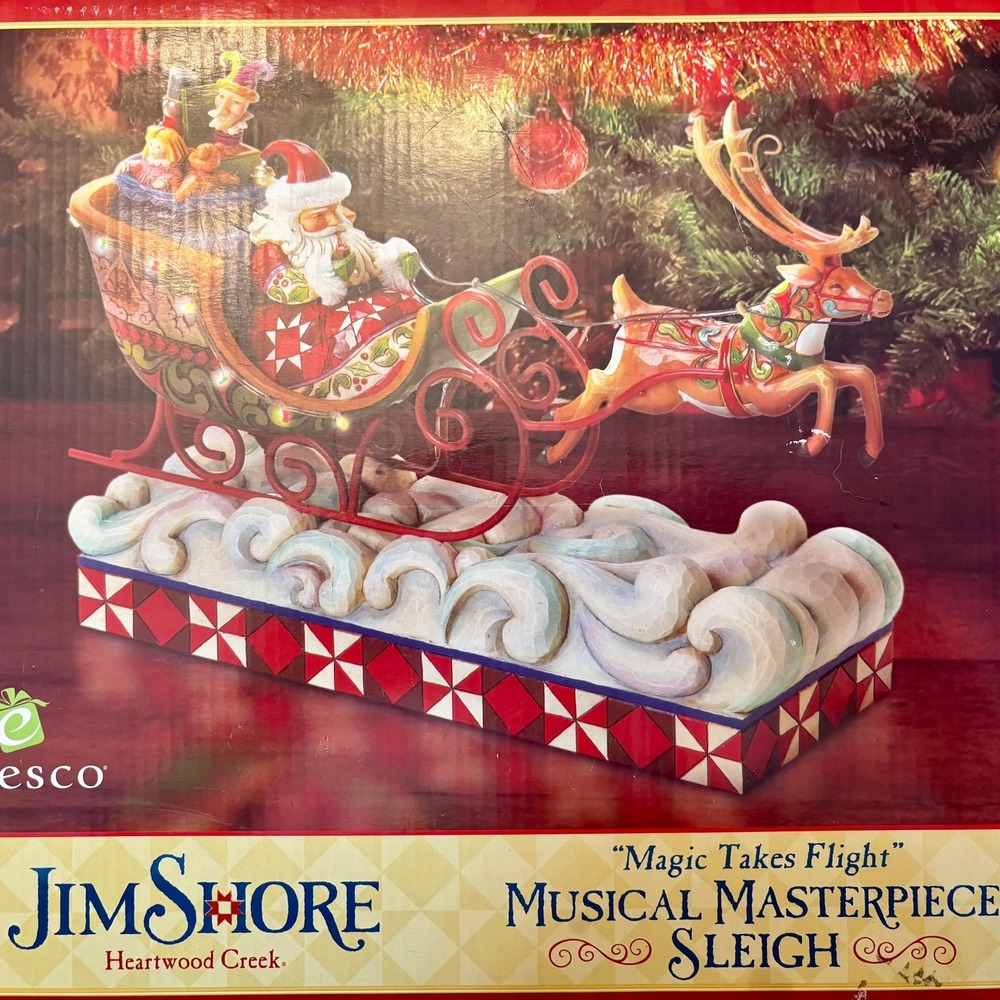 Jim Shore "Magic Takes Flight" Sleigh Enesco "We Wish You A Merry xMas"